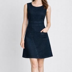 VTG CAROLINA BLUES 1980s Denim Sleeveless A-Line Dress XS / Small